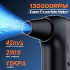 Compressed Air Duster, 2-in-1 Air Duster & Vacuum with 130000RPM Brushless Motor, 150W Electric Air Duster Rechargeable, 3-Gear Adjustable Air Blower for Keyboard,Computer,Car,Home,Outdoor Cleaning