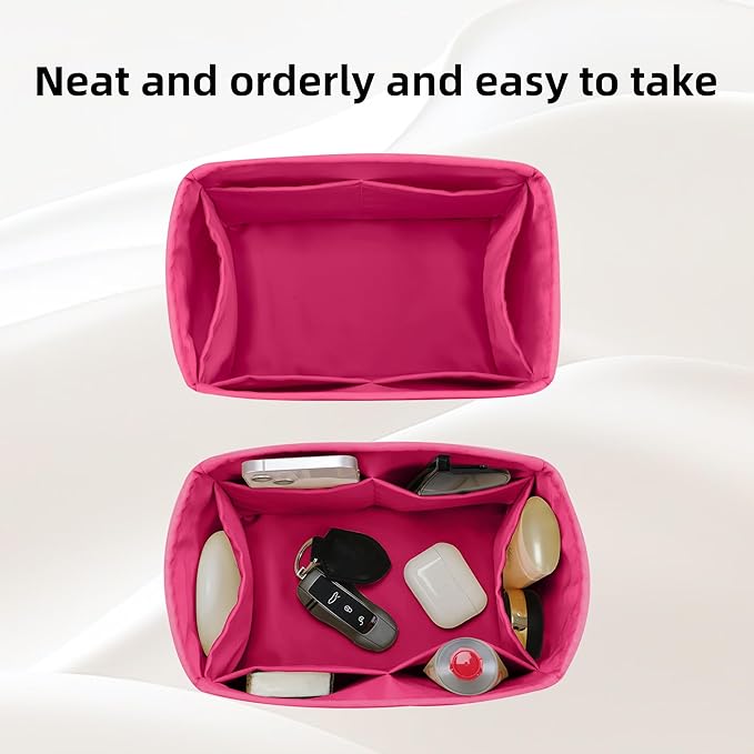 DGAZ Silk Purse Organizer Insert Fits LV Speedy 16/20/25/30/35/40/45 bags，Silky Smooth Bag Organizer，Luxury Handbag & Tote Shaper(Rose pourpre,SP40)
