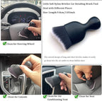 Double Head Brush for Car Clean,Car Brushes for Detailing Interior,Car Detailing Brushes Exterior,Soft Car Detailing Brush(Black&White,3Pack)