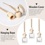 BBTO 100 Pcs Car Air Fresheners Diffuser with Wooden Cap Empty Aromatherapy Diffuser Clear Car Fragrance Holder Pendant Hanging Perfume Fresheners Bottles for Decor(Cube,Clear)