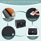 XCF Car Trunk Organizer, Leather Trunk Organizer with Lid and Push-pull Handle Car Storage Box for SUV, Minivan, Sedan (Black, 16.9 x 11.4 x 12.2in)