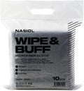 Nasiol Wipe&Buff Microfiber Cleaning and Ceramic Coat Application Cloth – Professional, Highly Absorbent, Lint & Streak-Free, Edgeless Double-Sided Towel – Pack of 10, Dark Gray (13.78 x 15.75 in)