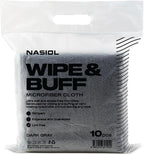 Nasiol Wipe&Buff Microfiber Cleaning and Ceramic Coat Application Cloth – Professional, Highly Absorbent, Lint & Streak-Free, Edgeless Double-Sided Towel – Pack of 10, Dark Gray (13.78 x 15.75 in)