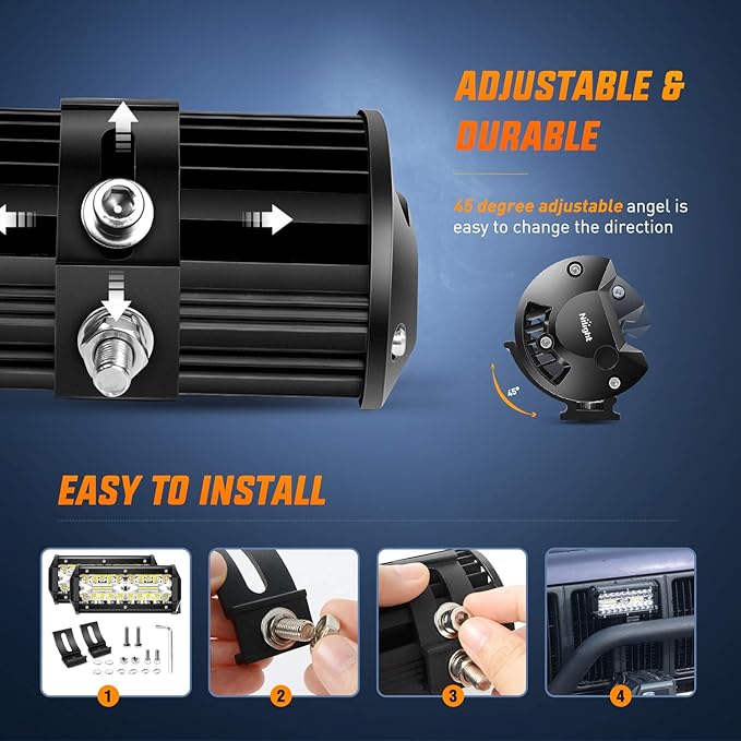 Nilight 18022C-B 6.5Inch 2PCS 6.5 Inch 120W Spot & Flood Combo Bar Driving Waterproof Led Work Light Triple Rows Off-Road Truck Car ATV SUV Jeep Cabin Boat, 2 Years Warranty (Pack of 12)