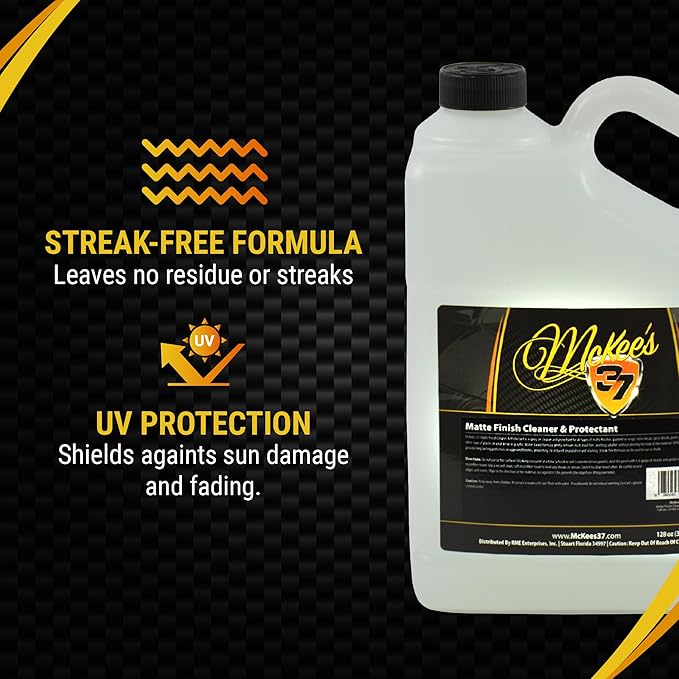 McKee's 37 - Matte Finish Cleaner & Protectant | Matte Paint Cleaner Safe for Vinyl Wraps, PPF - Streak-Free Shine, No Residue with UV Protection (128 oz)