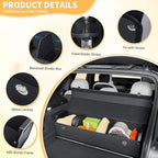 Trunk Organizer for SUV, Collapsible Leather Trunk Organizer for Car with Lid Car Storage for Sedans, Truck, Van, Jeep (Black, 37 x 11.4 x 12.2in)
