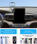 Car Phone Holder for 2019 2020 2021 2022 2023 2024 Ford Explorer Accessories Apply to 10.1 in Screen Fixed Clip Magnetic Cell Phone Mount 360 Degree Rotation with Dashboard Storage Tray