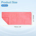 HARFINGTON 4 Pack Microfiber Cleaning Cloth, 28" x 12" Multi-Functional Cleaning Towels Reusable Absorbent Rags for Car Wash Kitchen Household Window Clean, Rose Red