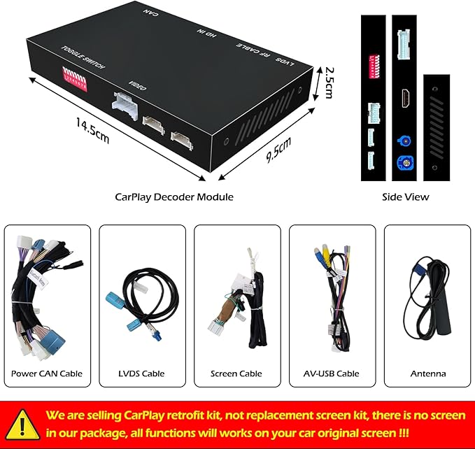 Wireless CarPlay Android Auto Decoder Retrofit Kits Compatible with Lexus ES200 ES250 ES260 ES300 ES350 for Knob Controller from 2015-2020, Supprot Navigation, Mirror Link, Back-up Camera