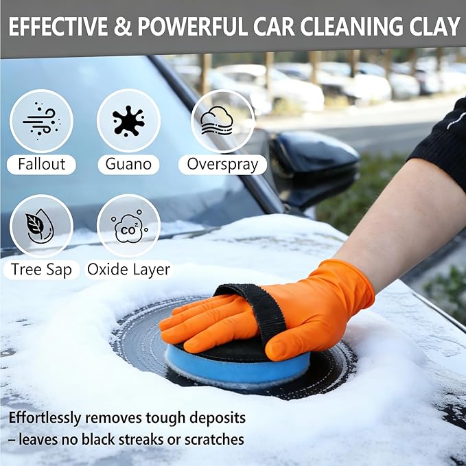 3" Clay Bar Pad | Synthetic Clay Disc Kit with Hand-Strap Applicator | Fine Grade Magic Clay Scrubber Pad for Car Detailing, Cleaning, Polishing, Paint Correction, and Deep Gloss Finish