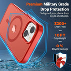 SUPFINE Magnetic for iPhone 14 Case & iPhone 13 Case (Compatible with MagSafe)(Military Grade Drop Protection) Slim Translucent Matte Shockproof Phone Cover,Red
