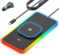 RGB Wireless Car Charging Pad for Magsafe, REESTECQI 15W LED Magnetic Wireless Charger for Car Non Slip Type C Charging Mat with 40W Car Charger Compatible with iPhone 17-12, Airpods (1 Meter Cable)