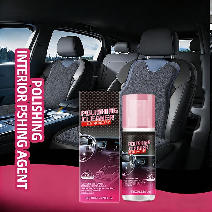 Car Interior Detailer Spray, Polishing Cleaner and Protectant – 2026 New Formula for Dashboard, Seats, Leather & Plastic, No Residue, Unscented, 100ml (3.38 fl oz)