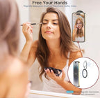 Doflyesky Magnetic Phone Grip Holder Kickstand, Gym Double Adjustable Finger Ring Grip and Stand, Compatible with PopSockets MagSafe Ring Removable for iPhone (Silver)