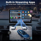LAMTTO 9" Wireless CarPlay Screen with Net-Flix YouTube Apps Portable Car Play Screen for Apple Carplay and Android Auto with Backup Camera Navigation Bluetooth Voice Control AUX Siri
