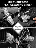Fantasticlean 7PCS Car Wheel Cleaning Pro Kit, Tire Brush, Soft-bristled Rim Brush, Microfiber Flat Wheel Brush, Double-Ended Detailing Brush, Detailing Pads, Scratch-Free & Multipurpose