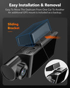 WOLFBOX i07 3 Channel Dash Cam Built-in WiFi GPS, 4K Dash Camera Front and Inside, 1440P+1080P+1080P Triple Car Camera with 3" LCD Screen, 32GB Card Included, IR Night Vision, 24H Parking Mode