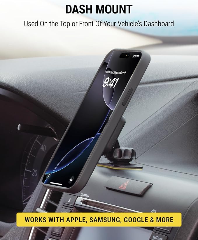 Scosche MAGDM2 MagicMount Magnetic Car Phone Mount for Dashboard, 360° Adjustable Magnet Head, Universal Cell Phone Holder for Car, Compatible with iPhone, Samsung, and All Devices
