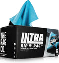 The Rag Company - Ultra Rip N' Rag XL Premium Reusable Pearl-Weave Microfiber Towels for Coatings, Glass, Detailing, Home, RV and More - 50 Count - Quality 70/30 Blend - 280gsm 16" x 16" - Ultra Blue