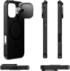 Spy-Fy iPhone 17 Privacy Case | Front and Rear Camera Covers | MagSafe iPhone Case with Lens Protection | Camera Blocker for Privacy and Safety | Slim Shockproof Phone Cover 6,3-inch Black