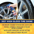 303 Products High Gloss Tire Shine And Protectant - Long Lasting, Water Based Formula - Lasts For Weeks - No Harmful Silicones - Lasts Weeks Not Days, 16 fl. oz. (30395CSR) Packaging May Vary