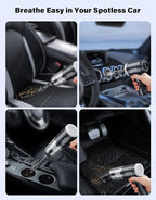 Car Vacuum Portable Cordless, 9000Pa Handheld Vacuum Mini Vacuum Cleaner High Power with Best Suction, 4 in 1 Air Duster Portable Vacuum for Car Keyboard Home Pet Hair with Multi-Nozzles