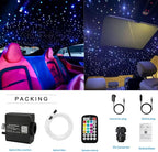 AZIMOM 16W Twinkle & Sound Activate 600pcs*0.03in*9.8ft Fiber Optic Starlight Headliner Kits for Car Home Star Ceiling Sky Decoration, APP& Remote Control Light Engine End Glow Fiber