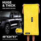 SMINDER 1400 GSM Car Drying Towels Car Detailing– XXL Microfiber Towels for Cars, Trucks (48" x 24"), Ultra-Absorbent, Streak-Free, Scratch-Free, No Water Spots, Double-Twist Pile & Edgeless Design