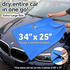 ARTIPOLY Premium Shammy Cloth for Car Drying (34”x25”)-Super Absorbent Chamois Towel for Car-Reusable Shammy Towel for Car, Bathroom,Pets, Dust Remove, No Spots/Streak/Scratch, Blue