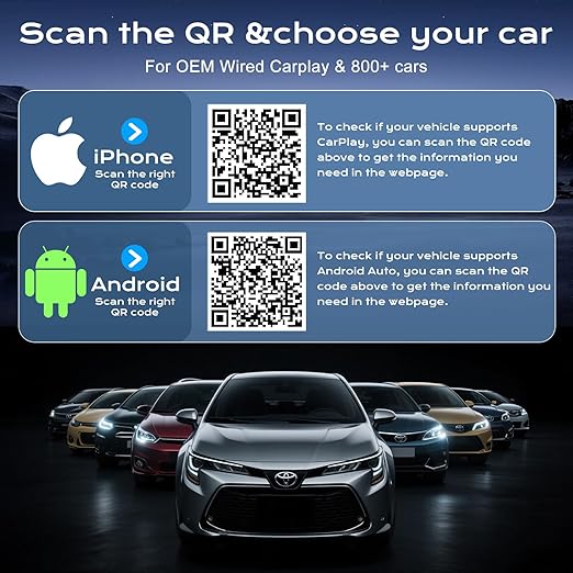 CarPlay Wireless Adapter for iPhone & Android Auto,Plug and Play Mini Size 2 in 1 Apple Wireless CarPlay Adapter,Easy Setup Fit Android & iOS 10+,Extension Cable USB & USB-A/Type-C,Stable Control