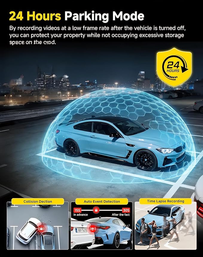 Dash Camera Front and Inside,Dashcams for Cars with IR Night Vision Loop Recording G-Sensor 24Hr Parking (1080 P Front and Inside)
