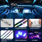 Car Interior Ambient LED Light with APP & Remote Control, 43.3" Music Mode Fiber Optic USB Powered Acrylic Atmosphere Lamp Strip, Flexible RGB Auto Inside Neon Light Kit, Universal Fit