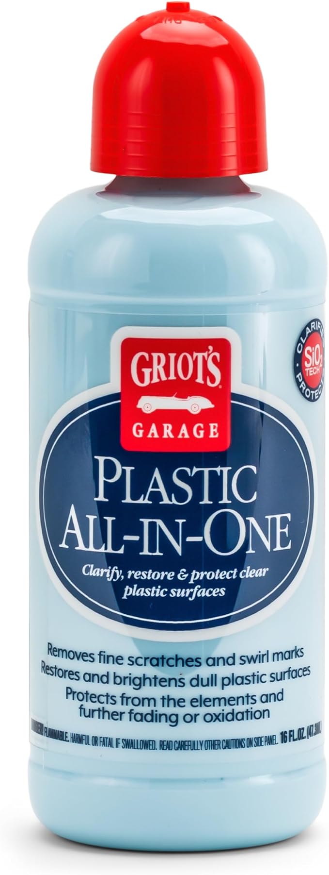 Griot's Garage Plastic All-in-One, Polish, Restore, and Protect Vehicle Lights, Gauges, B-Pillars, Windscreens and More, Ceramic Infused Protection, 16oz, 10872