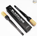 Blackline Car Care Boar Hair Detailing Brushes - Luxury Car Detailing Brush Set for Interior and Exterior - Best Auto Detailing Brushes - Premium Hair Car Detailer Brushes (Boars Hair Bristles)