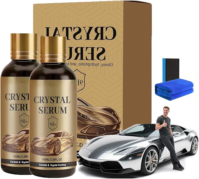 Ceramic Car Coating Kit - Crystal Serum, 9h Graphene Ceramic Coating, 2026 New Hardness Professional Ceramic Coating for Car, Long Lasting Car Protection, Gloss Hydrophobicty Anti Scratch (2Pcs)