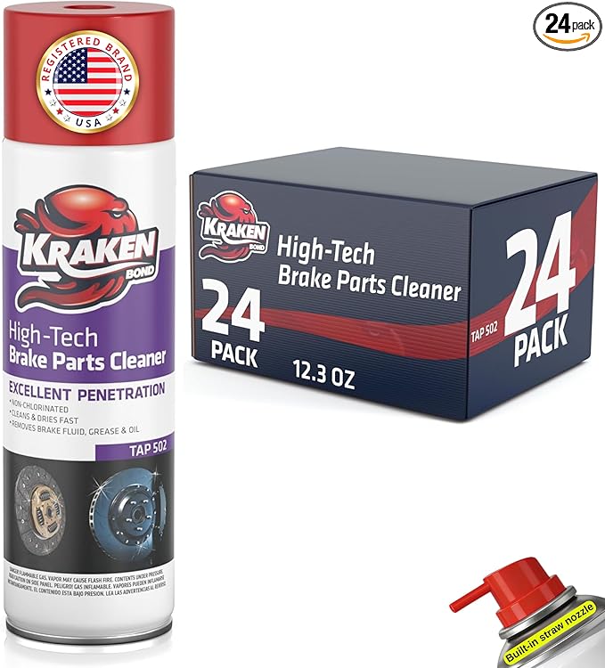 KRAKEN BOND Non-Chlorinated Brake Parts Cleaner Spray, Instant Removal, Fast Drying, 12.3fl oz - 24 pack
