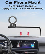Car Phone Holder for Kia Seltos 2024 2025 Accessories Apply to 8/10.25 Inch Touch Screen Fixed Clip Magnetic Cell Phone Mount Hands-Free 360 Degree Rotation