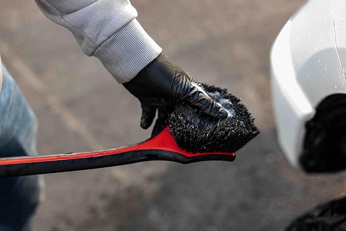 Detail Factory - Fender Well Brush - Ergonomic ProGrip Handle, Stiff Synthetic Bristles, Ergonomic Design, Clean Your Wheel Wells with Ease - Live Wire