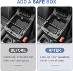 Center Console Lock Safe Box Compatible with Jeep Wrangler JL 4XE 2018-2025 for Gladiator JT Interior Accessories Armrest Vault Security Organizer Tray with 3 Digit Combo Password