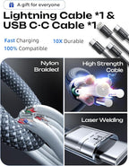 LISEN 90W USB C Car Charger Fast Charging for iPhone 17 Car Charger USB C Fast Charge, Type C Car Charger for iPhone 17 Pro Max 16 15 14 13 12 11, for Samsung S26 S25 S24 [Lighning&USB-C] Mothers Day
