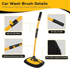 Ordenado 15°Curved Car Wash Brush with Long Handle, 43" Car Cleaning Brush with Extension Pole, Microfiber RV Wash Mop Scratch-Free, Exterior Washer Mop for Washing Roof Truck Camper SUV Caravan Boat