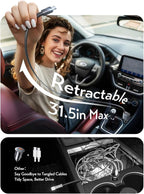 LISEN Retractable Car Charger USB C, [Upgraded 72W Max] Car Accessories for F150/Jeep Gadgets Gifts for Men Women, Valentine Gifts for Men Him Her Car Charger for iPhone/Android Truck RV Electronics