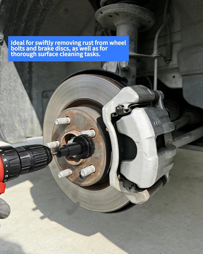 Brake Cleaner & Wheel Hub Cleaning Tool Kit, 5 Grinding Heads for Rust Removal, Fits Drill - Car Truck SUV Maintenance