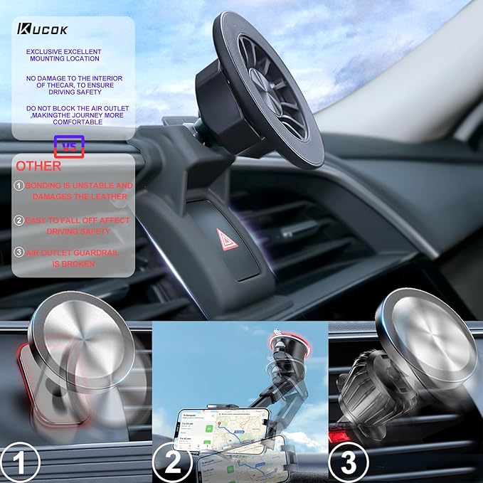 Honda CR-V Phone Mount for MagSafe, Exclusive Fit for Honda CR-V 2017-2022, Fit for MagSafe iPhone 16/15/14/13/12/Mini Series, Super-Strong Magnet for Air Vent Honda CR-V Accessories Holder