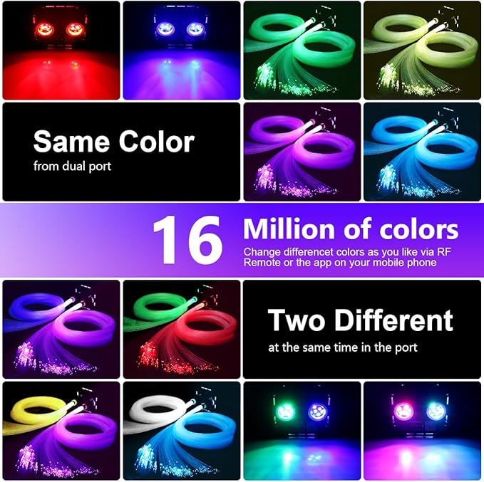 AZIMOM Updated Dual Color 50W Twinkle Fiber Optic Starlight Kits 1800pcs*0.03in*16.4ft Fiber Strands Sound Activated Bluetooth/APP Remote Control Theater Ceiling Home Shop Lobby Roof Decor