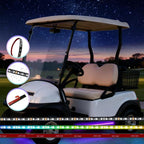 4 Pcs RGB+IC Golf Cart Underglow Light Strip, 12V-80V Dream Color Chasing Golf Cart Underbody Light with Remote and APP Control, Voltage Reducer Included, Music Sync for EZGO Yamaha Club Car