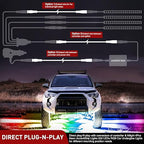Nilight 2 Pack 5FT 4 Pin Extension Cable Cord for 4PCS Car Underglow Neon Accent Strip Lights 252 LEDs RGB 8 Color Wire Harness 5 Feet Underglow Light Extension Wire Plug and Play