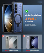 FNTCASE for Samsung Galaxy Z-Fold-7 Case: [360 Spin Magnetic Ring Kickstand] [Compatible for MagSafe] [Screen Protector] Heavy Duty Mil-Grade Protection Galaxy Z Fold7 Case with Stand Clear Black