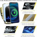Ohleats Wireless Car Charger Mount, 15W Automotive Electric Wireless Charger Holder, Car Air Vent Mount Bracket Fast Charging for Most Smartphone, Universal Car Accessories (Golden)
