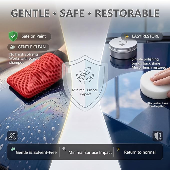 2 Pack Clay Mitt for Car Detailing - Clay Bar Glove Removes Grime, Iron Fallout & Contaminants from Paint, Glass, Wheels - Reusable Auto Detailing Mitt